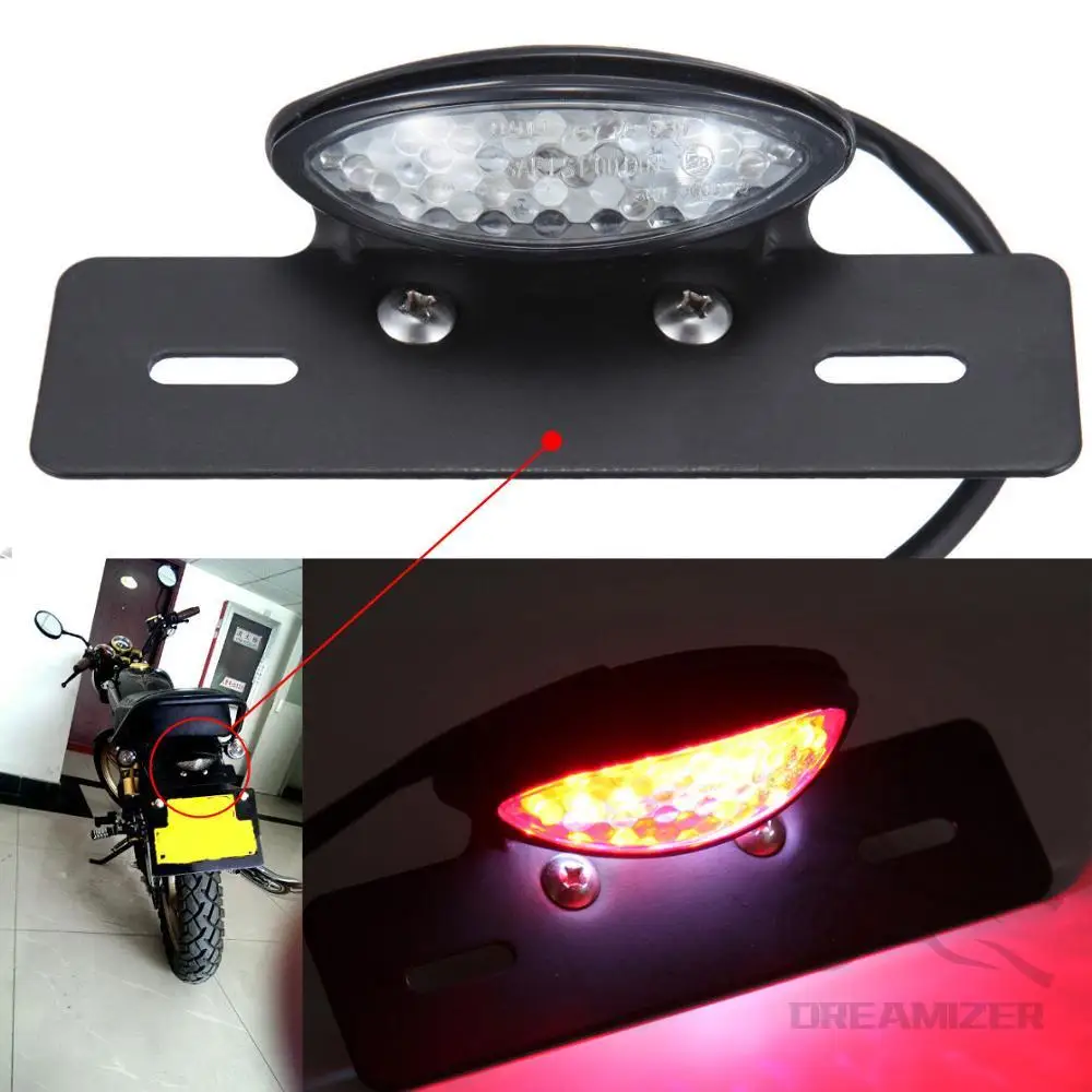 1PCS Motorcycle LED License Plate Bracket Tail Light Smoke For Yamaha TW200 XS650 XS750 XS850 Motorcycle Light Accessories