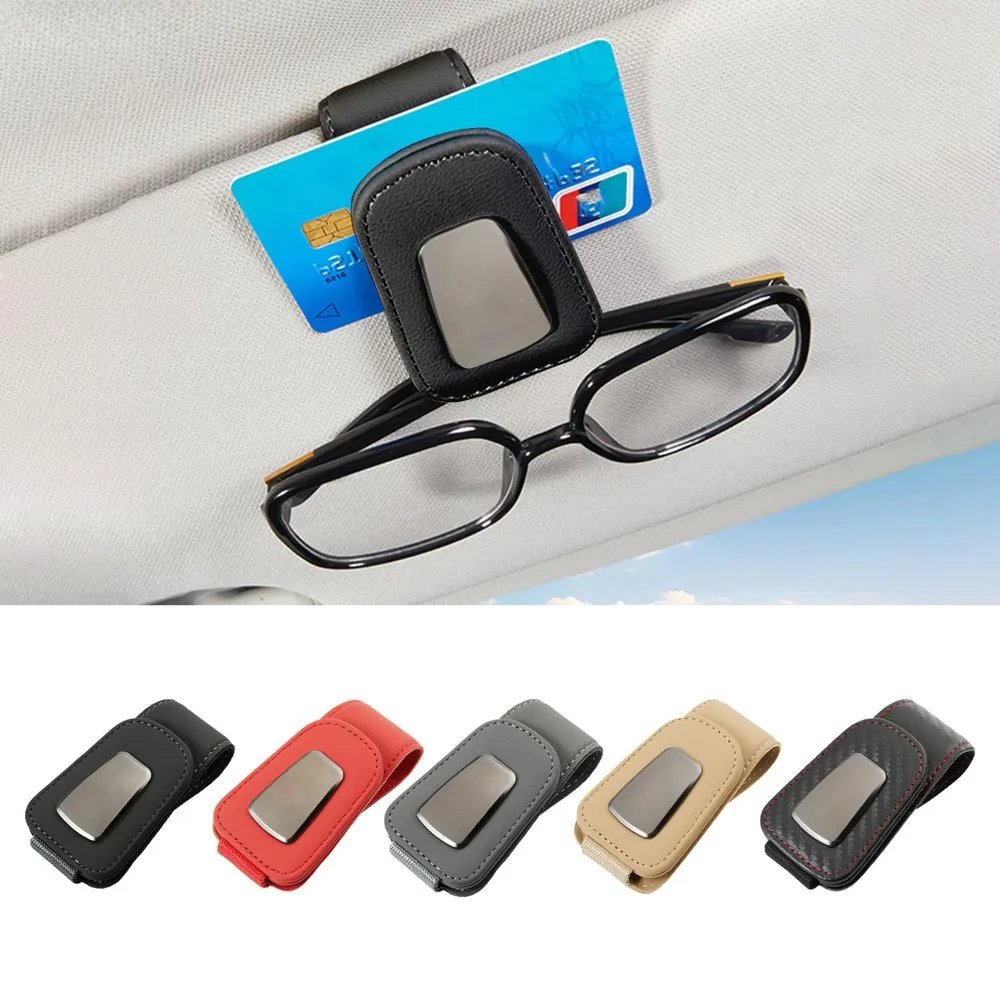 PU Car Sun Visor Glasses Clip Multifunctional Universal Sunglasses Clip Easy to Use Durable Stand Fastener Case