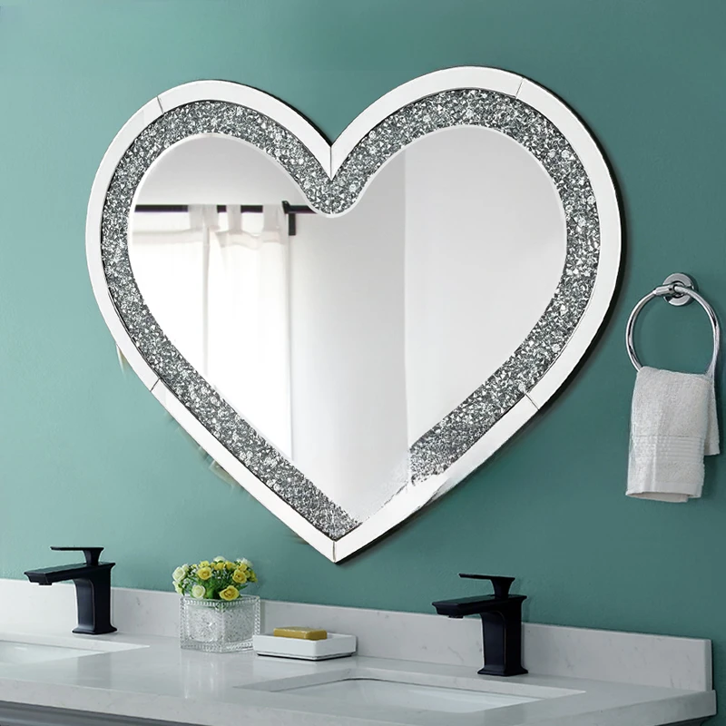 The product can be customized. Heart-shaped bathroom mirror bathroom wall dressing mirror cosmetic mirror club hotel model