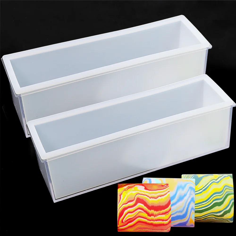 1.2l Rectangle Transparency Plastic Box Silicone Soap Mold DIY Soap Mold Flexible Rectangular Loaf Mold with Box Soaps Making