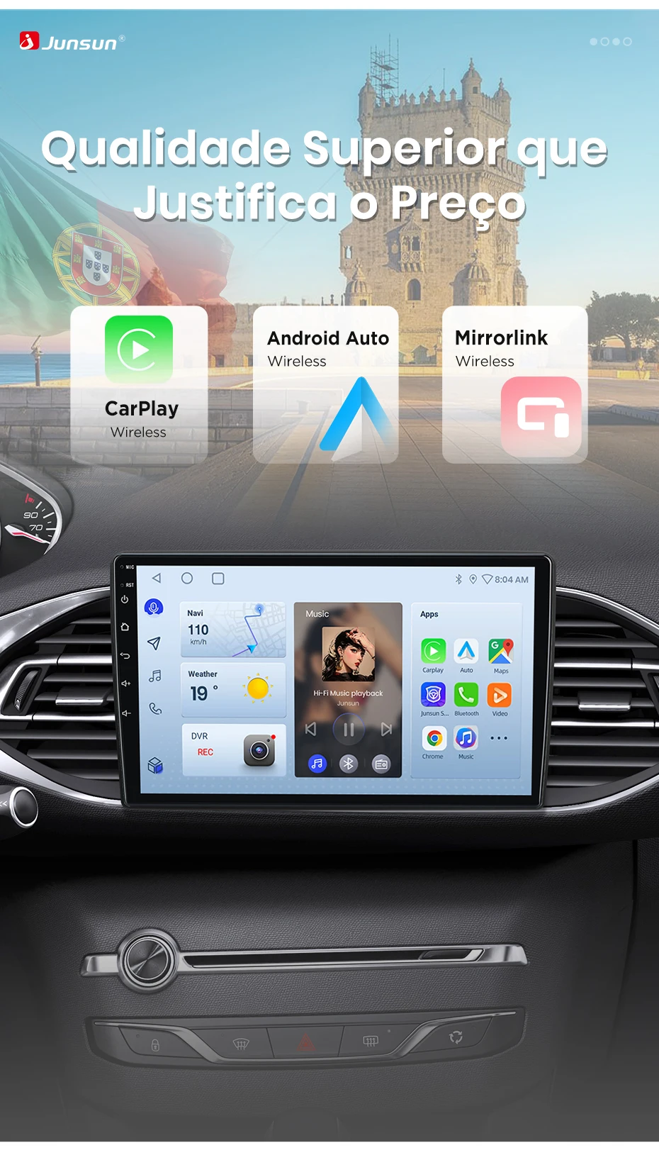 Junsun 8-Kern KI-Sprachsteuerung Radio Carplay Android Auto Autoradio für Peugeot 308 T9 308S 2013 - 2017 GPS DSP 2 Din Auto-Multimedia – Detail 2