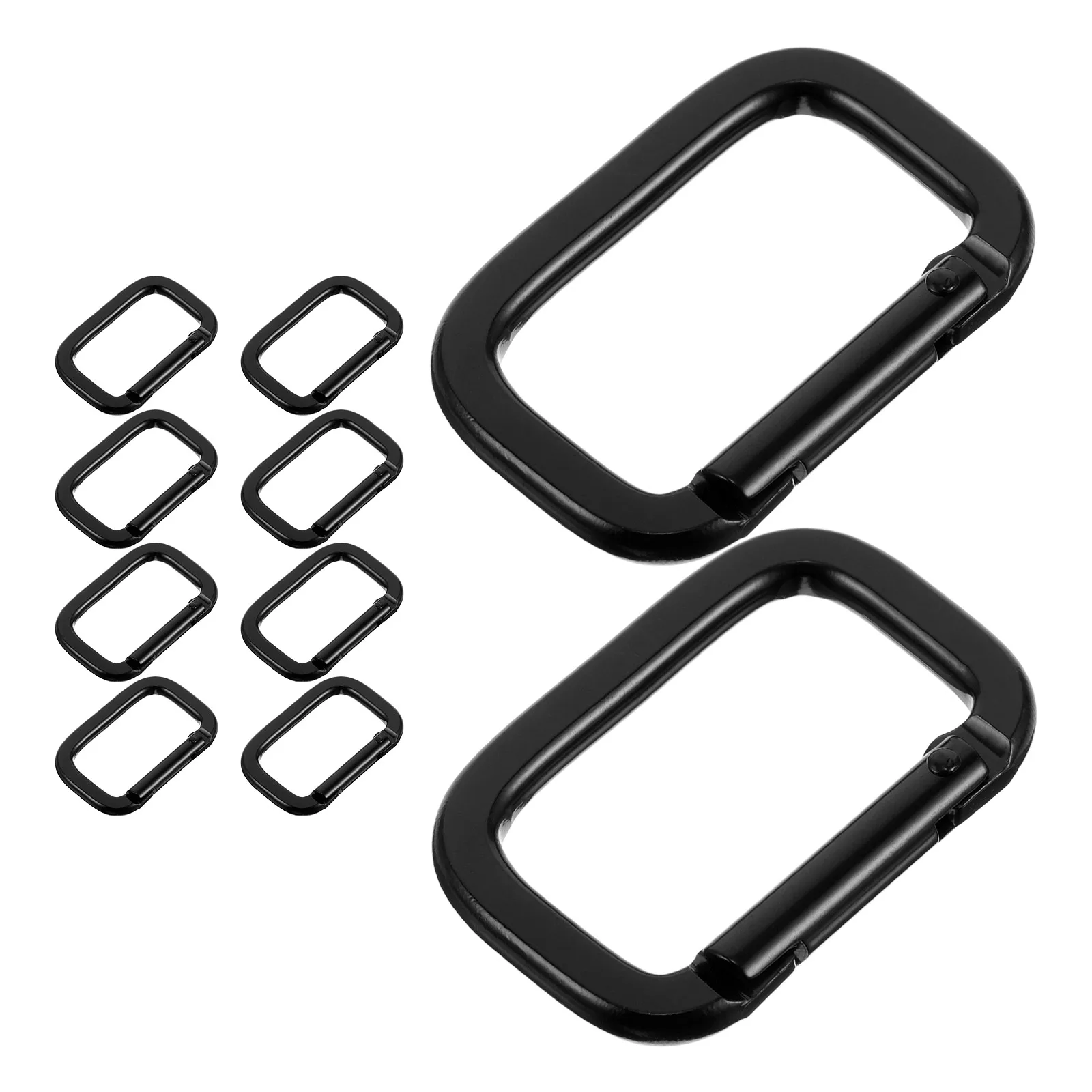 

10pcs Black Aluminum Alloy Carabiner Clips Square Thickened for Bags Luggage Keychains Climbing Camping Hiking Accessories