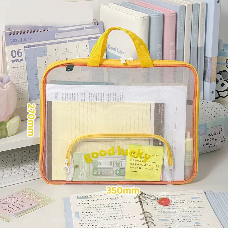 

Dopamine Subject Bag Handheld Multi-layer Large Capacity Exam Paper Storage Bag High Beauty Zipper Document Bag