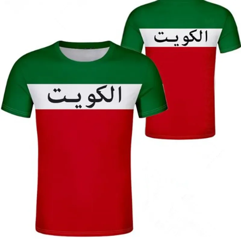 Kuwait Youth Student Boys Customized Digital T-shirt, National Flag, Personalized Trend, Wild Couple Casual Short Sleeved Top