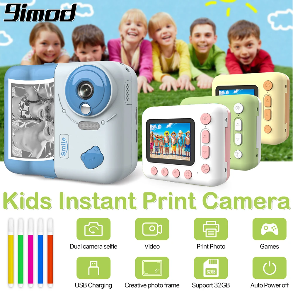 

9IMOD Kids Camera Instant Print Camera 2.4 inch 1080P Children Digital Photo Camcorder