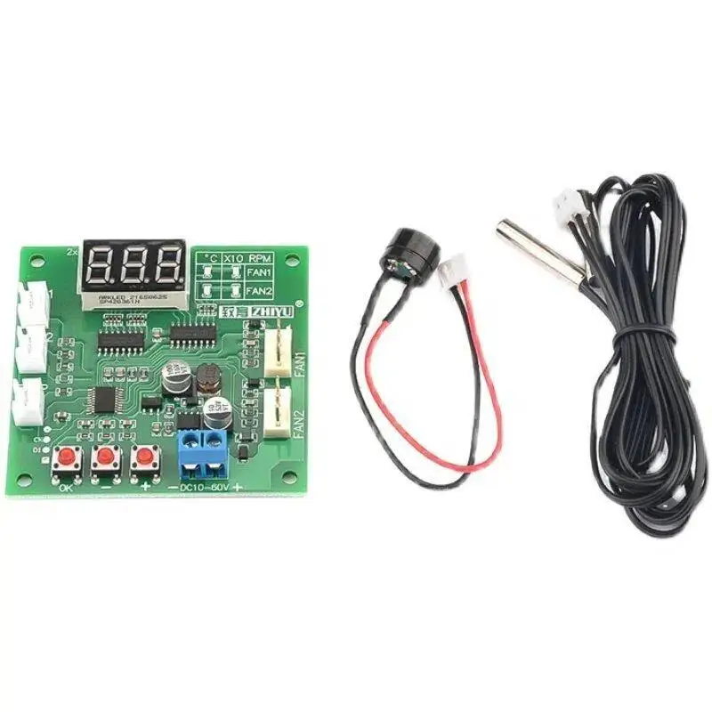 PWM Fan Temperature Controller 2 Channel 4 Wire DC 12V 24V Automatic Speed Control Heat Sink Module for Cooling Systems