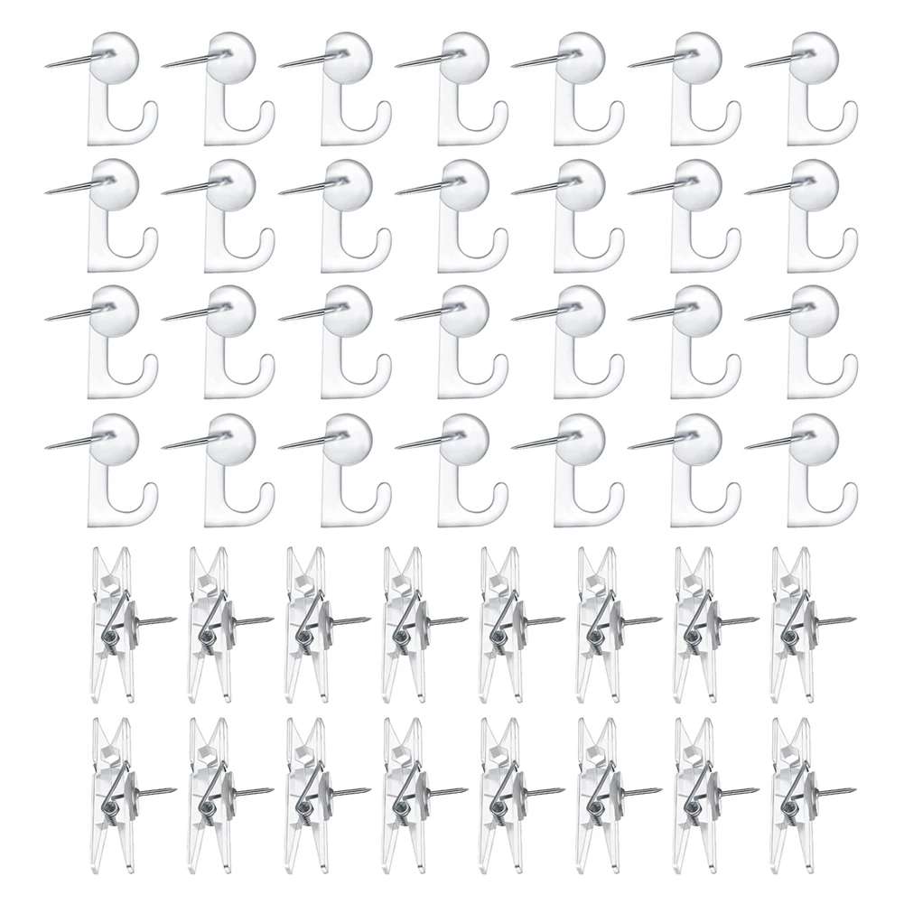 

Push Pin Hook Clear Thumb Tack,Push Pins Hook with Clear Push Pin Clips Paper Marking Clip Pins for Cork Board Map Photo