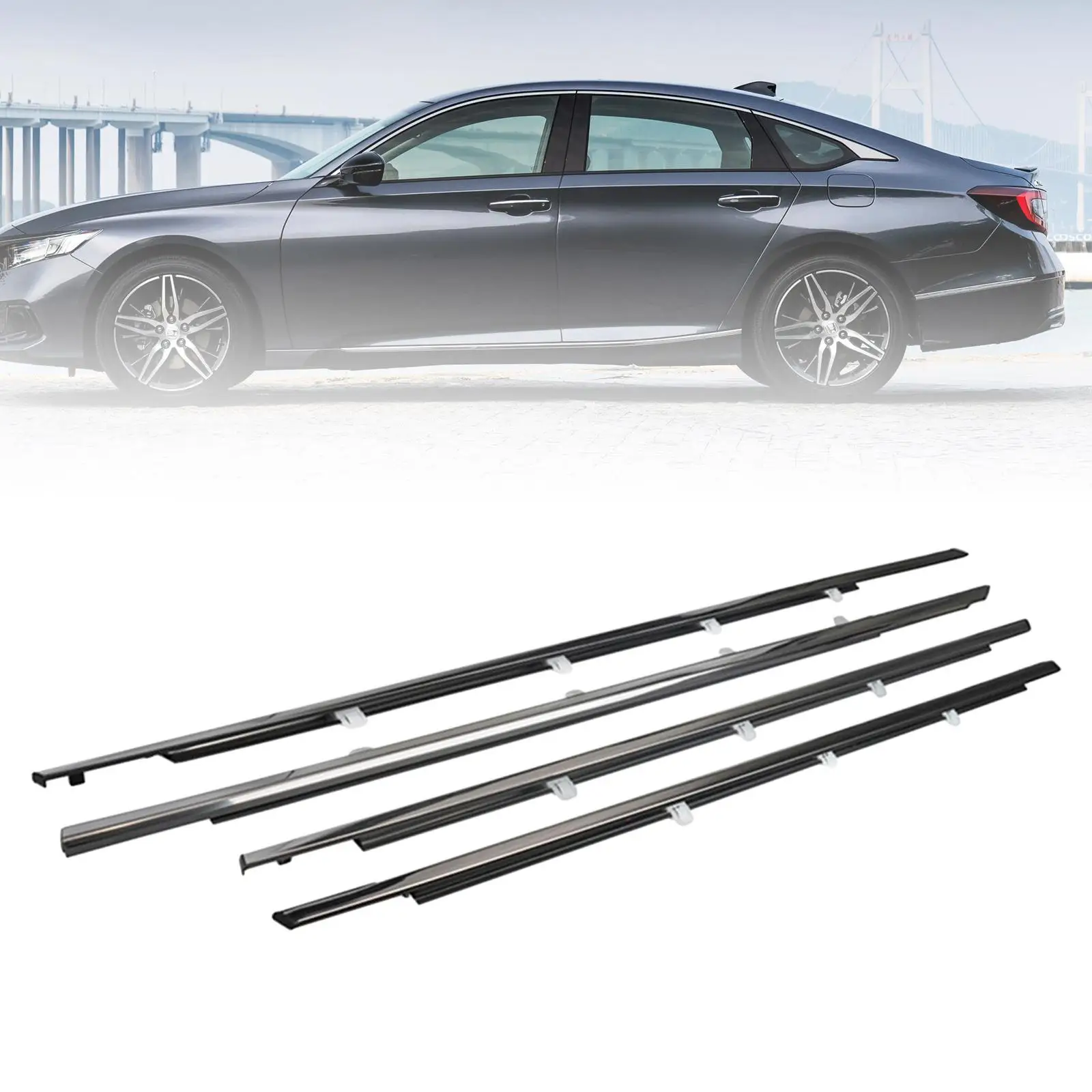 Car Window Belt Weatherstrip Replacement for Honda Accord 2008-2012 Window Moulding Trim Windproof Seal Sturdy Black