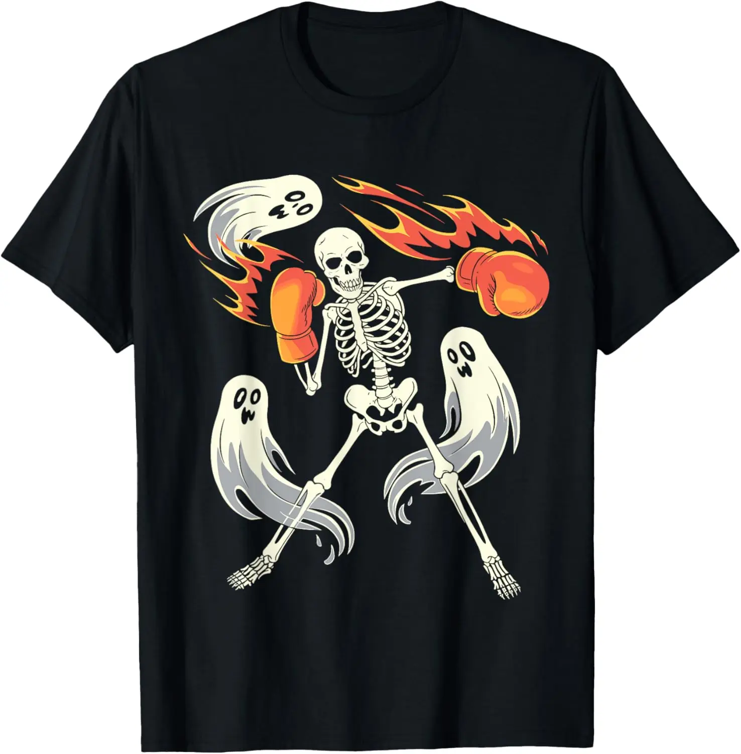 Funny Skeleton Boxing Lovers Spooky Halloween Boxer Ghosts T-Shirt