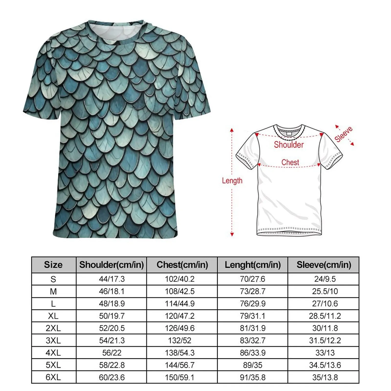 Summer T-Shirt Blue Feather Scale Print T Shirts  Street Style Hippie Tee Shirt For Male Short-Sleeved Graphic Oversize Tops