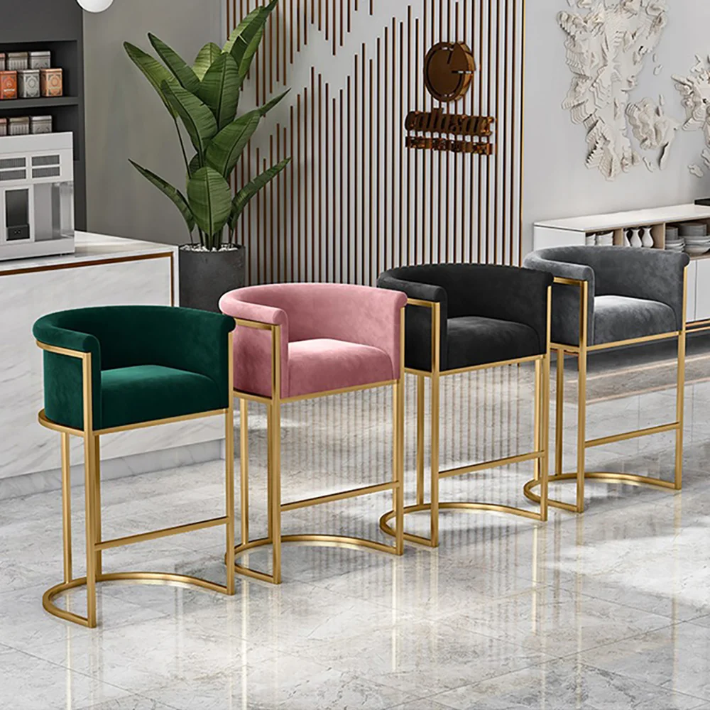 Hot Sales High Counter Chair Stainless Steel Velvet Upholster Bar chair For Home Hotel Wedding marble bar tableBar Stools set