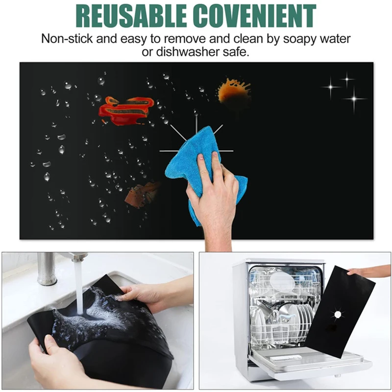 Protecteur de cuisinière à gaz 5 trous, couverture de revêtement de four, garniture de cuisinière à gaz réutilisable, brûleur de cuisinière, tapis de protection Anti-huile