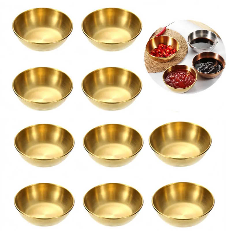 

1/10PCSStainless steel small dish,golden sauce seasoning dish,home restaurant kitchen,soy sauce dish,Japanese dipping sauce dish