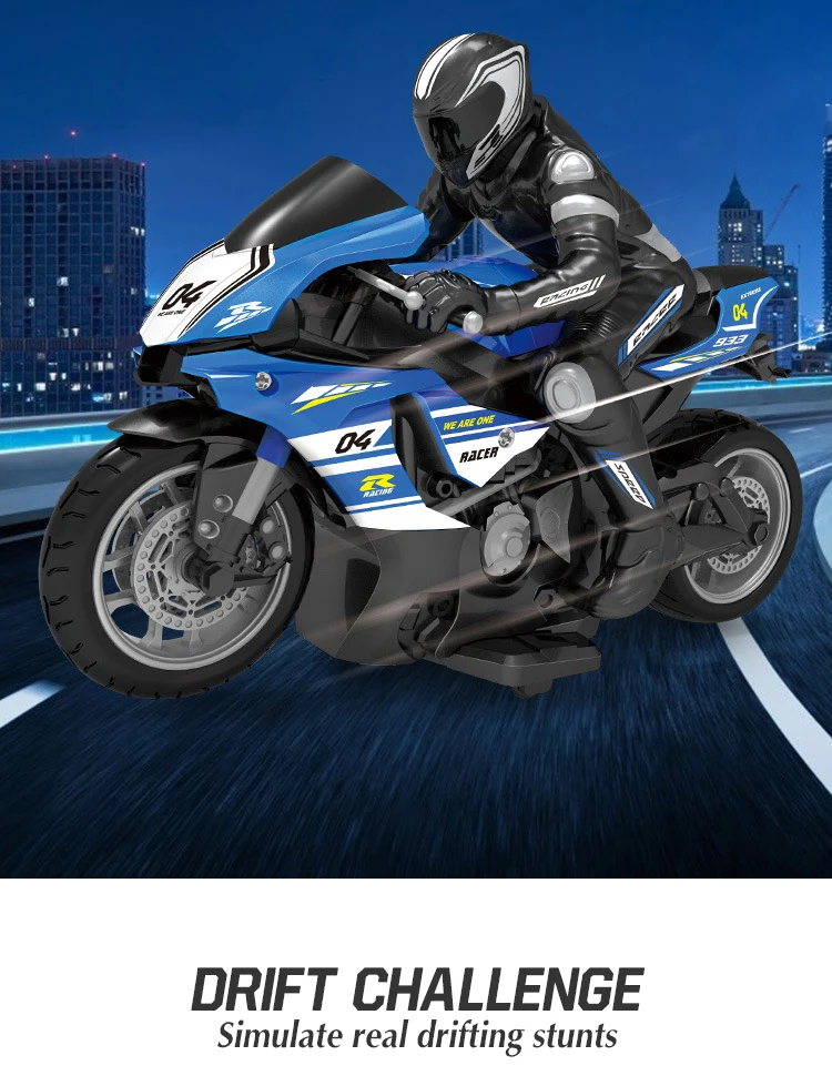 Motos RC 1/10, Motor eléctrico, coches RC de alta velocidad, 4 canales, Control remoto, motocicleta de carreras, coche de deriva, regalos, entusiastas de motocicletas