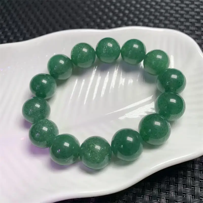 

15MM Natural Green Strawberry Quartz Bracelet Handmade Crystal Jewelry Stretch Bangle Children Birthday Gift 1PCS