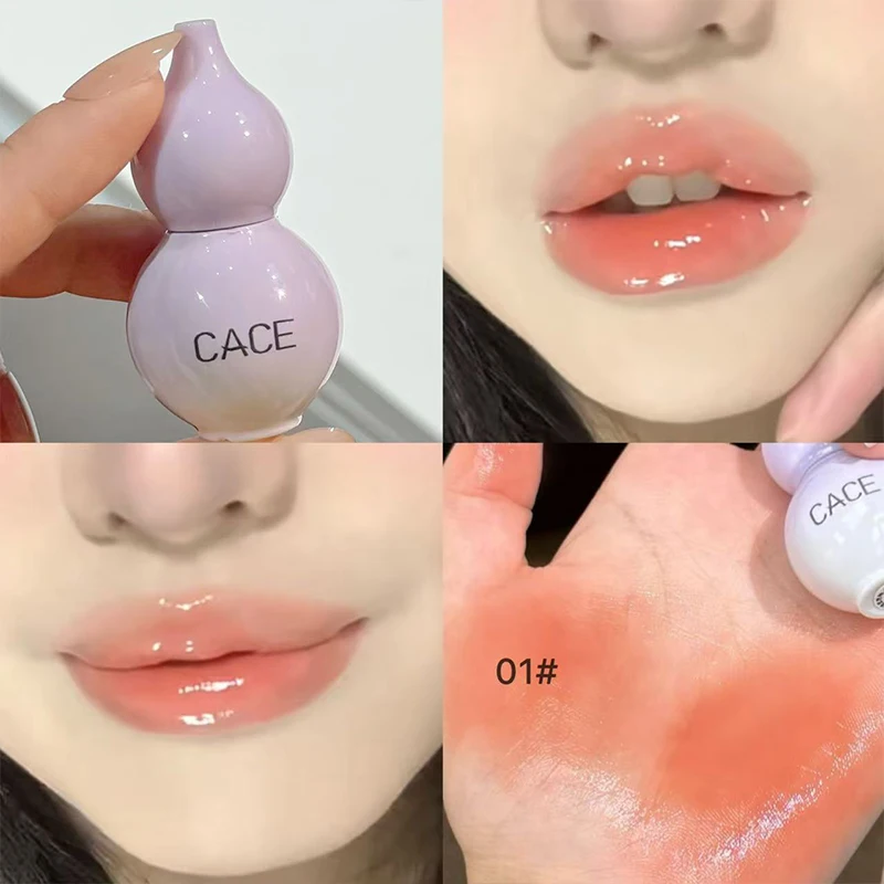 Watery Mirror Lip Gloss Lasting Moisturizing Easy Wearing Water Glass Lip Glaze Hydrating Lip Tint Mini Gourd Design Cosmetics