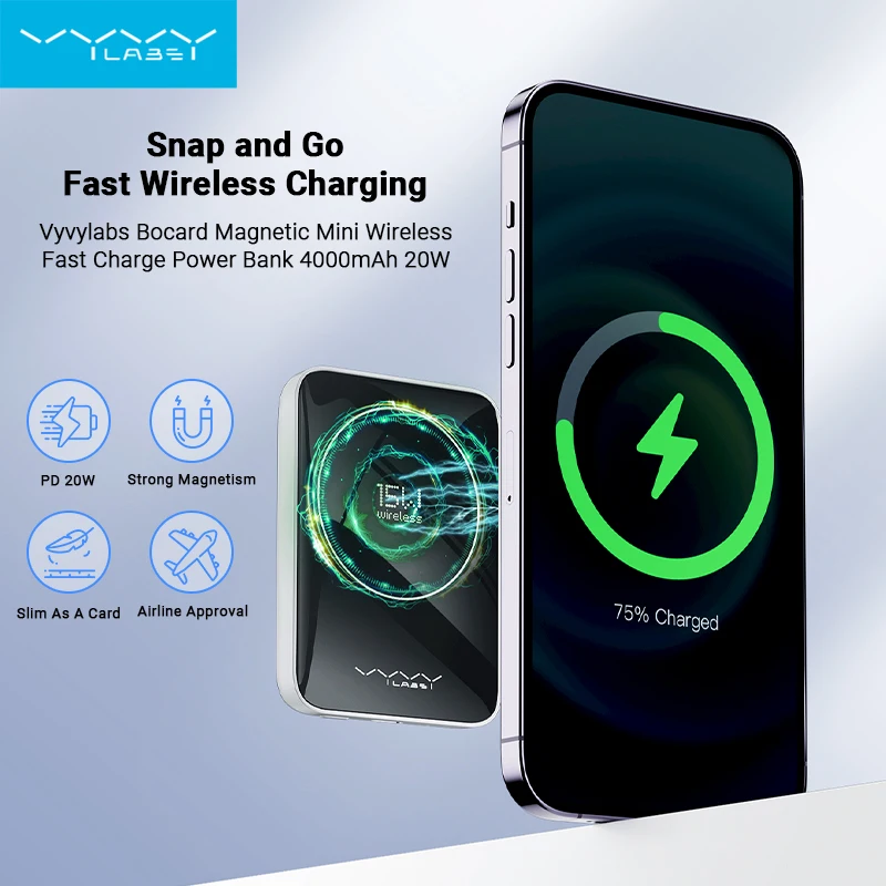 

VYVYLABS Magnetic Power Bank Mini 4000mAh 20W Wireless Fast Charge Magsafe Powerbank For iphone 12 13 14 pro max mini