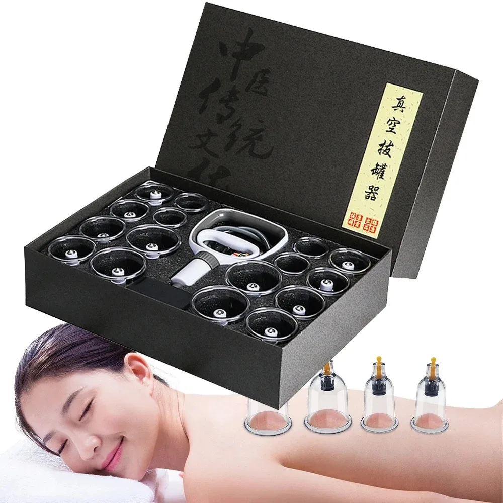 

12 Cans Vacuum Cupping Acupuncture Detox Massage Jars Physiotherapy Healthy Care Tools Manual Pumping Gun Suction Cups Massager