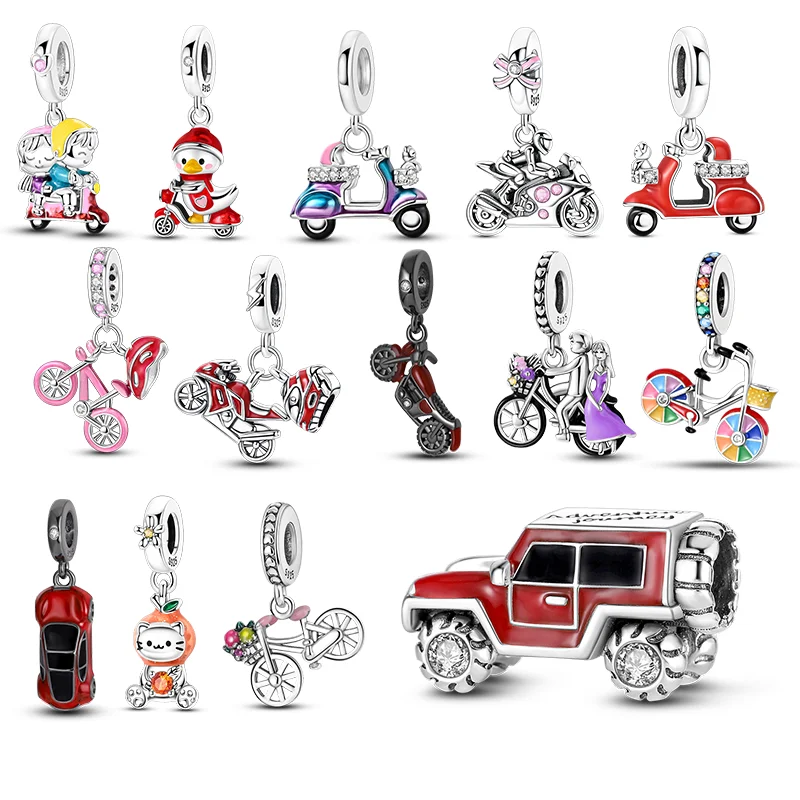 

Оригинальные подвески-шармы из стерлингового серебра 925 пробы в виде велосипеда и электровелосипеда, подходят для браслетов и ожерелий, DIY-украшения, подарок для женщин