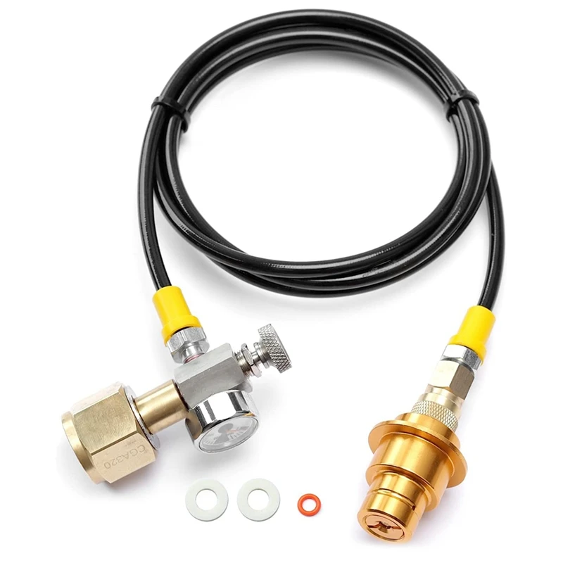 

Promotion! Soda CO2 Adapter Hose Kit with Pressure Gauge and Release Valve,CGA320 Soda Maker CO2 Cylinder Adapter Kit