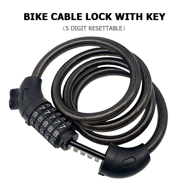 Digit Resettable Combination Bike Cable Lock AntiCut Waterproof PVC Coated Steel Wire Security Lock Keyless Flexible Cable Lock