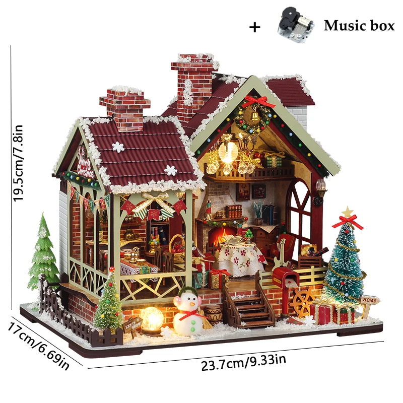 Christmas Doll House Assembly Model Warm Pavilion DIY 3D Cartoon