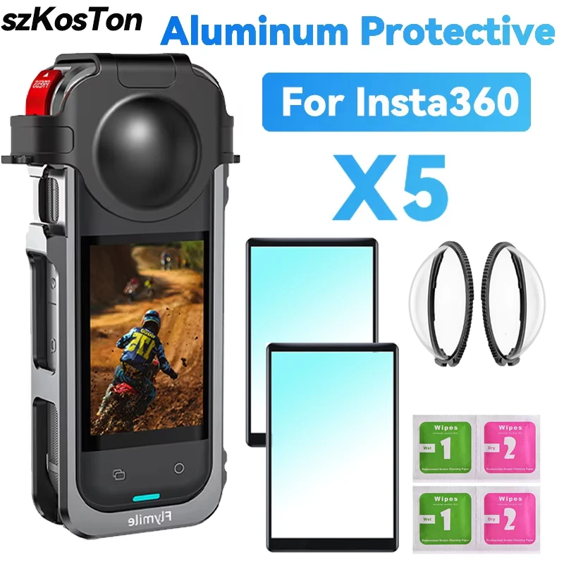 

Металлическая клетка для камеры Insta360 X5 с силиконовой крышкой объектива, кронштейн для крепления с холодной съемкой для Insta360 X5, аксессуары