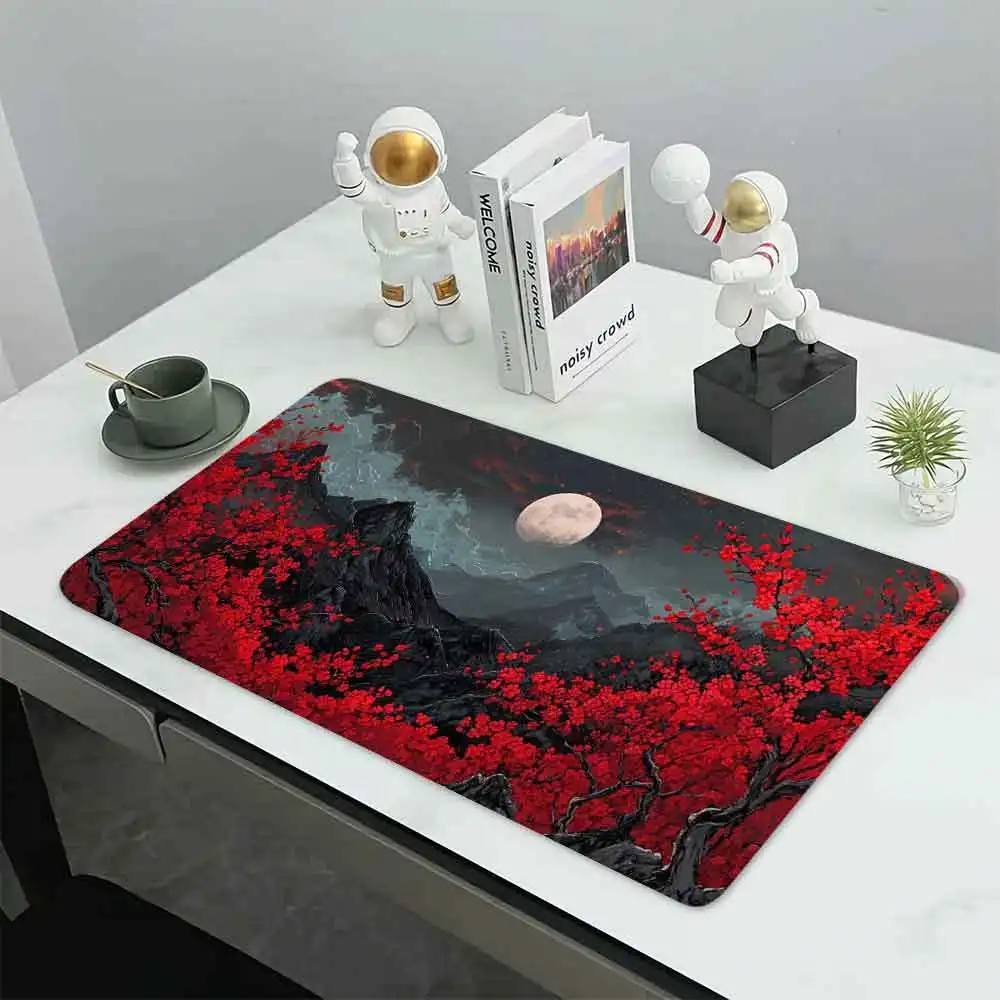 Dark Moon and Sakura Design Large Size Non-slip Rubber Mouse pad XXL Computer Gaming accessories Keyboard Desktop Decoration Mat