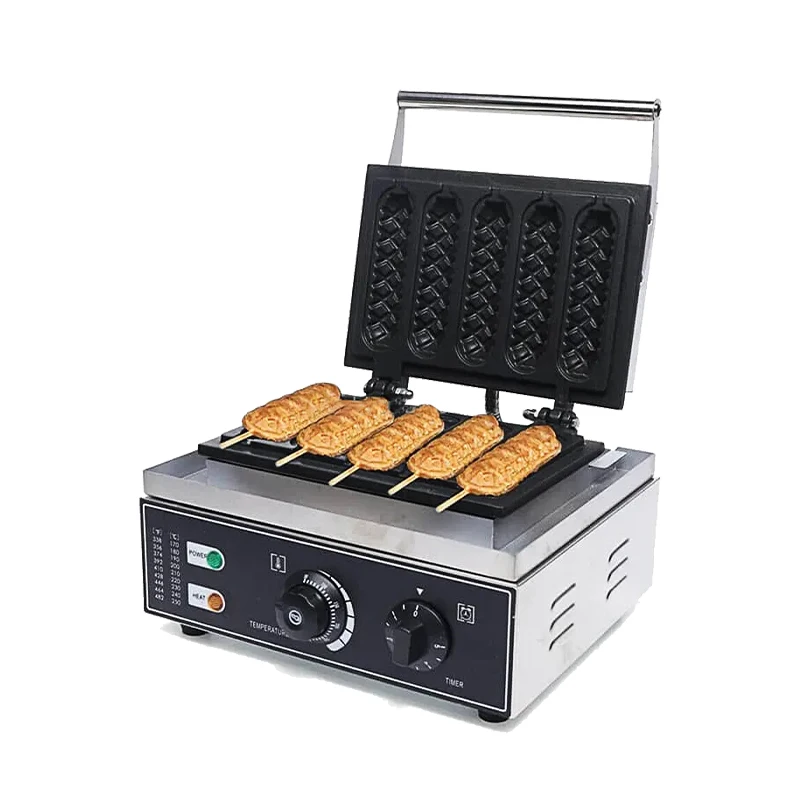 Wholesale Price Commercial Snacks Machine Hot Dog Shape Crispy Machine five Parts Crisp Waffle Maker