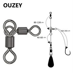 50Pcs 3 Way Swivels Barrel Catfish Swivels Fishing Tackle Hook Connector Surf Rig Trolling Catfish Rig Saltwater Freshwater