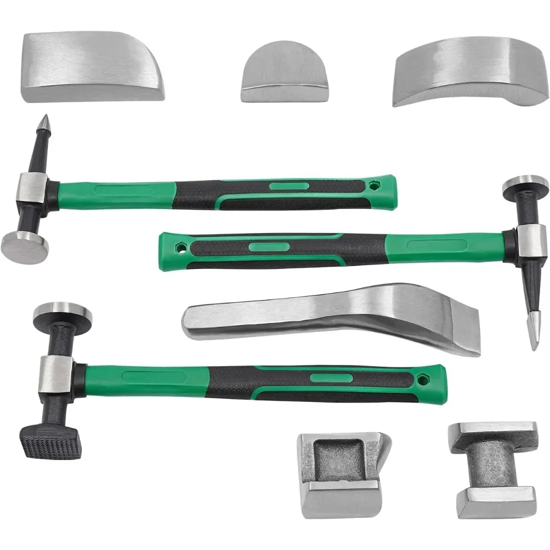 9 قطعة لوحة جسم السيارات درابزين المطرقة دوللي مجموعة ، مطرقة الجسم المعدنية ومجموعة دوللي ، أدوات إصلاح دنت للإصلاح التلقائي/الميكانيكي