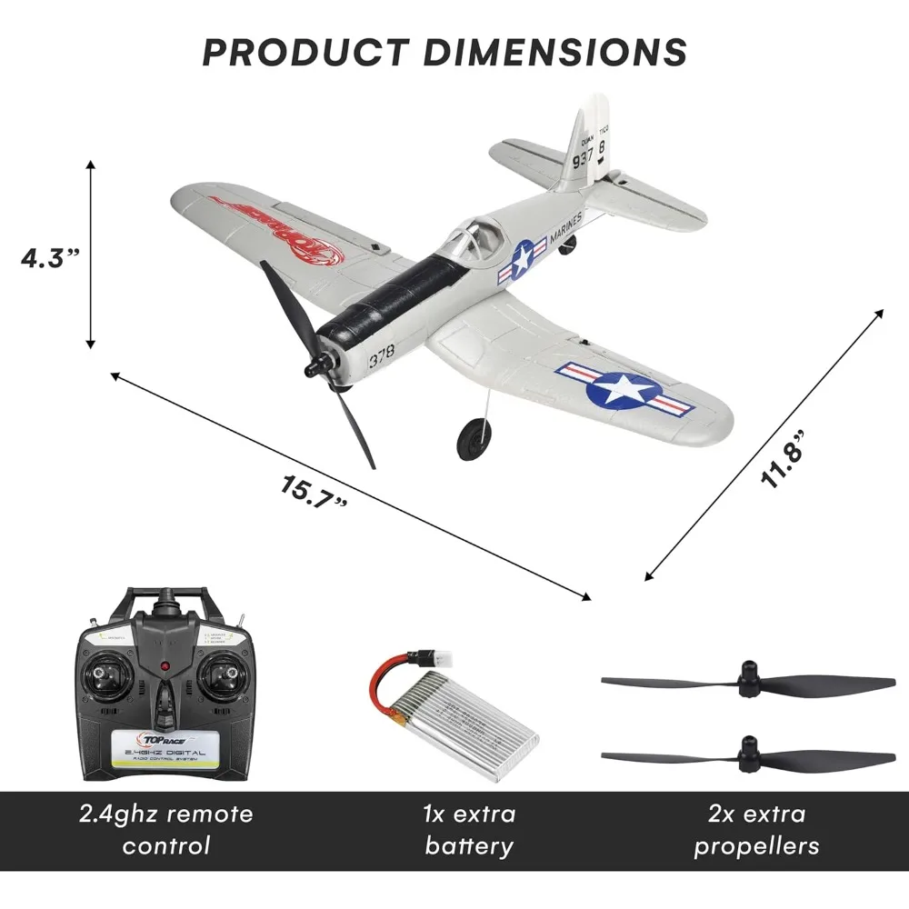 Advanced 4-Channel RC Airplane for Adults - Ready to Fly with Foam Construction