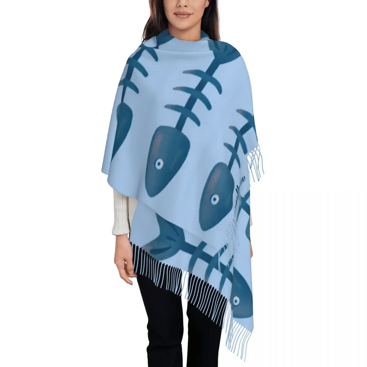 Poor Fish Scarf Tassel Scarves for Women Soft Warm Shawls and Wraps Large Fall Winter Shawl Wrap