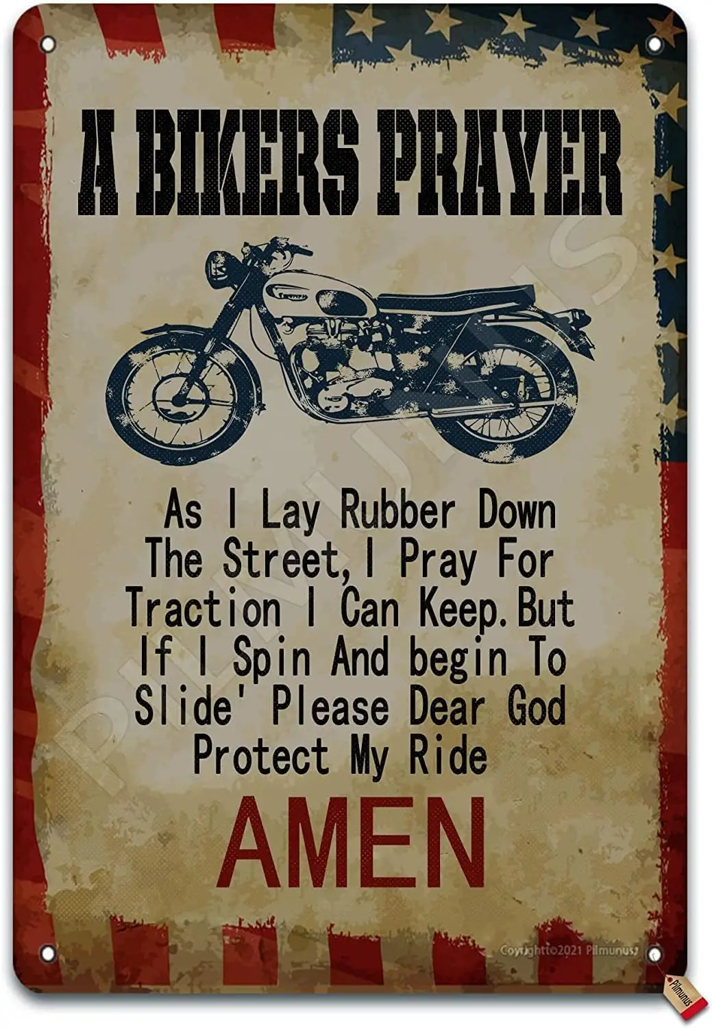 A Bikers Prayer As I Lay Rubber Down The Street I Pray For Traction Vintage Poster Tin Sign Bathroom Retro Store Cafe 8X12 Inch