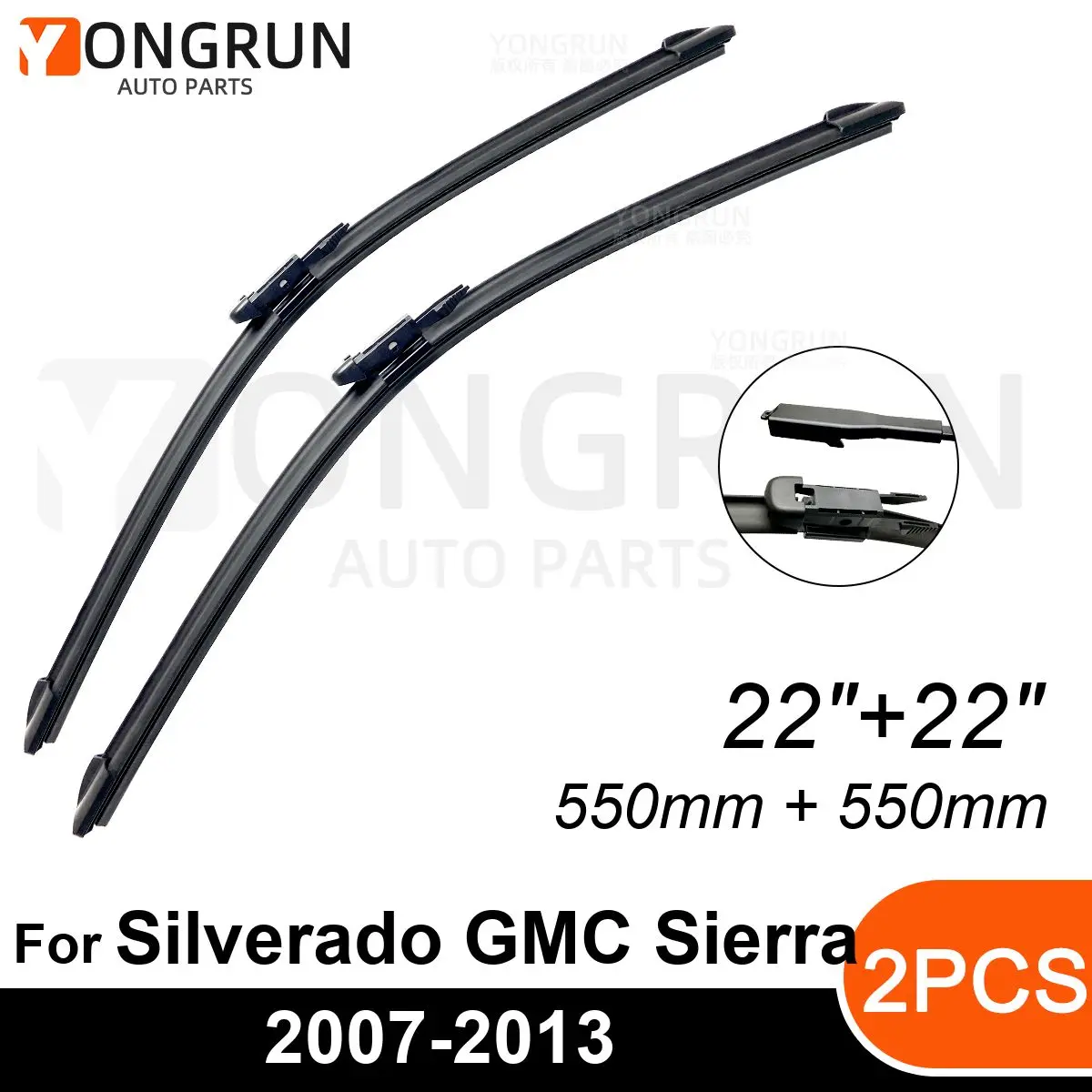 

Front Wipers For Chevrolet Silverado GMC Sierra MK 2 2007-2013 Wiper Blade Rubber 22"+22" Car Windshield Windscreen Accessories