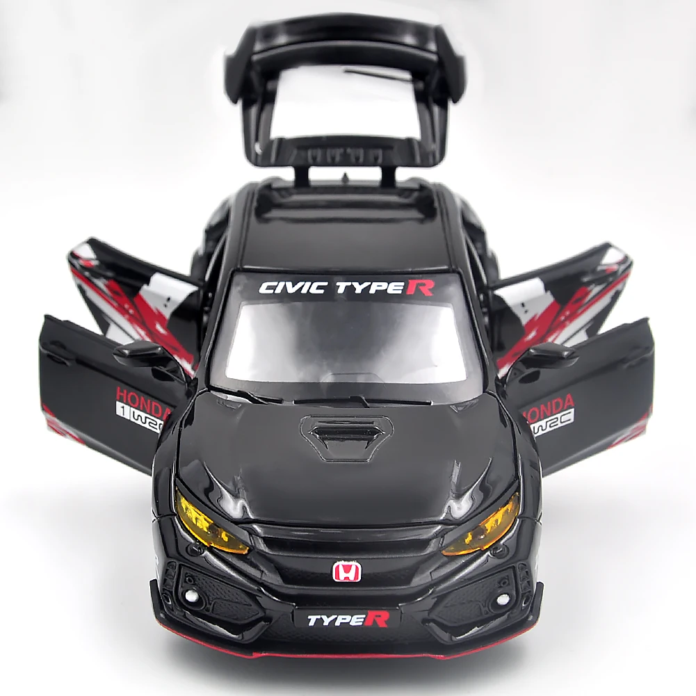 1:32 For CIVIC TYPE R Alloy Sports Car Model Diecast & Toy Vehicles Metal Car Model Sound Light Collection Children's Toy Gift