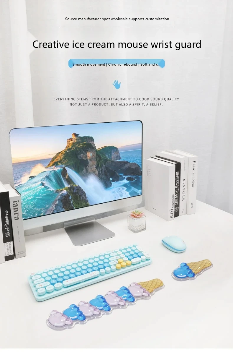 Niedliches Bären-Silikon-Handgelenkauflage-Mauspad, ergonomische Schreibtischunterlage für Büro und Gaming, für Mädchen, 6 Farboptionen – Detail 1