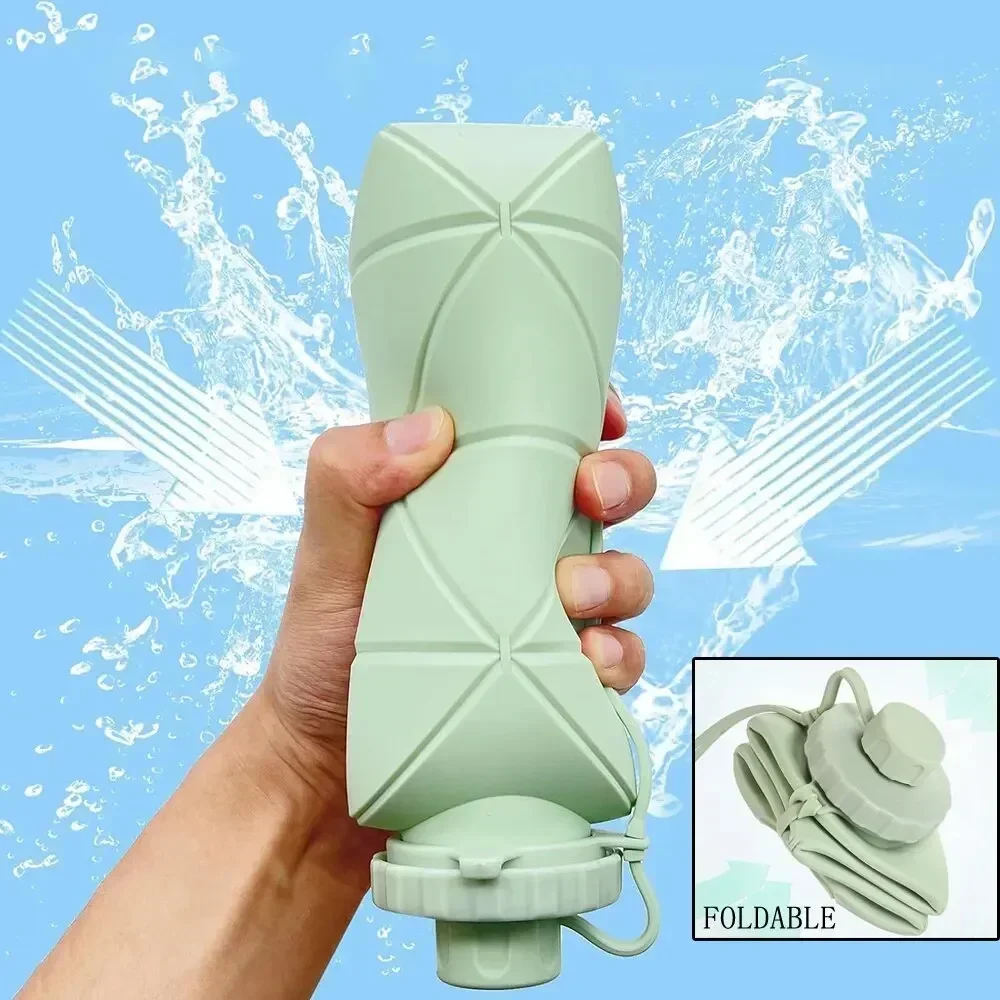 

Collapsible Silicone Water Bottle, Sports Water Bottle, Drop-proof , Outdoor Travel, Portable Water Mug, Running, Cycling, Campi