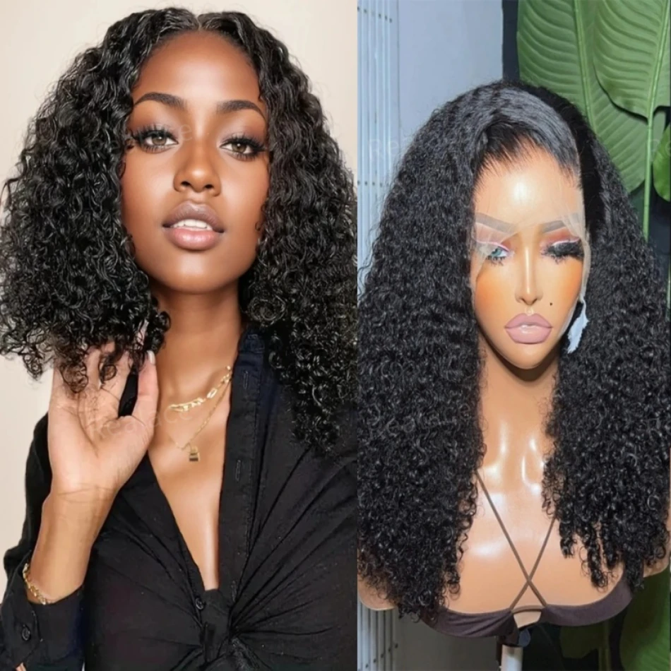 

13x6 Brazilian Short Bob Lace Frontal Human Hair Wig Deep Wave 13x4 Transparent Front Curly Closure on Sale Wigs For Women