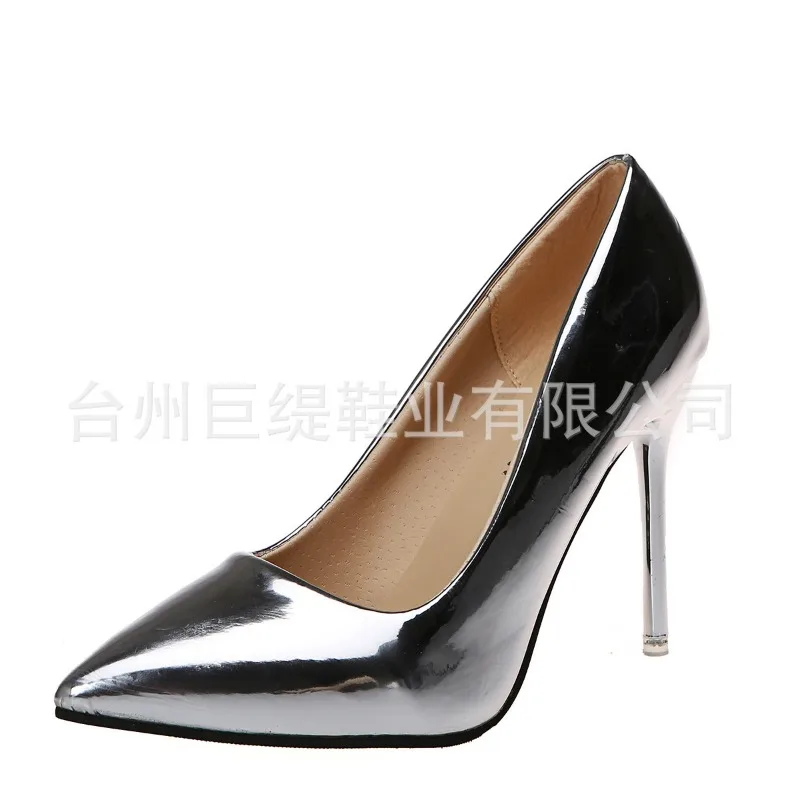 Women Metallic Leather Pumps 7.5cm 10.5cm High Heels Lady Stiletto Low Heels Wedding Bridal Silver Gold Sparkly Quality Shoes