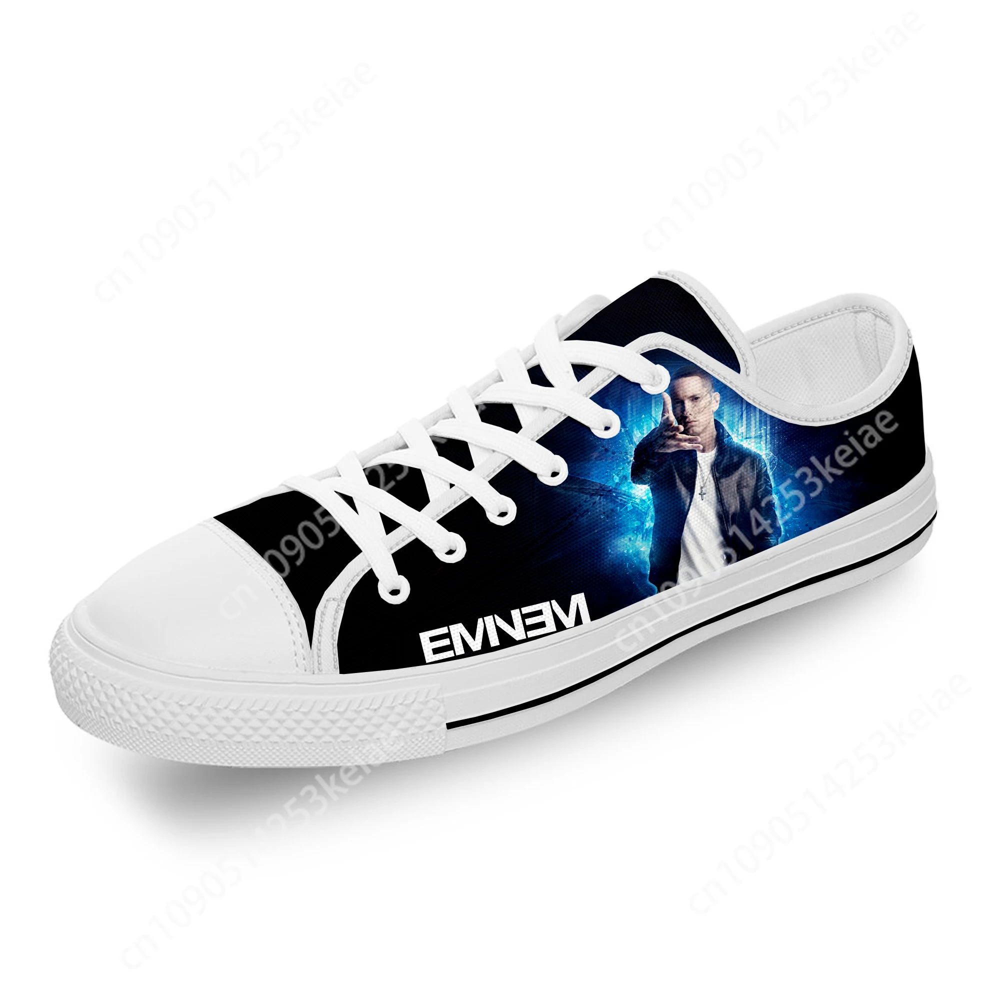 Eminem Hip Hop Rapper Rap Singer White Cloth Fashion 3D Print Low Top Canvas Shoes Men Women Lightweight Breathable Sneakers