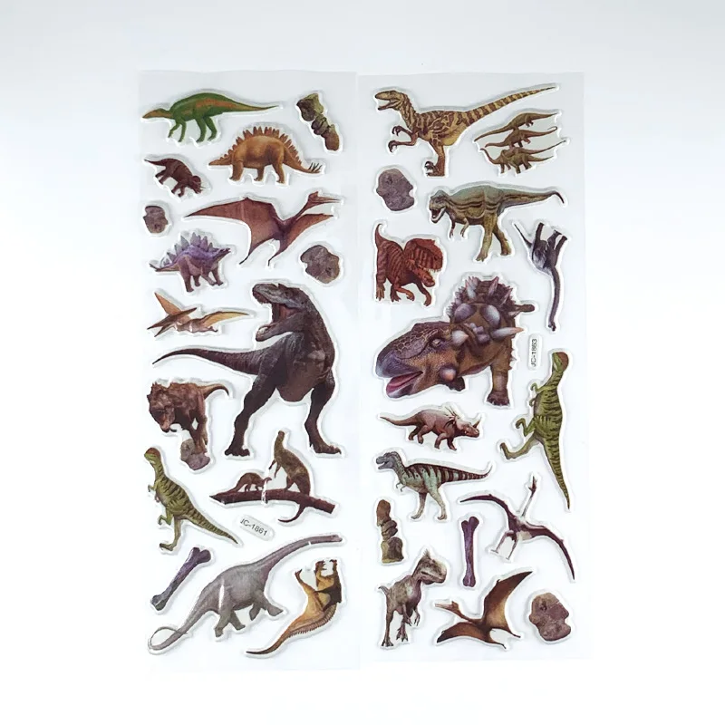 8 Sheets/Set 3D Dinosaur Stickers DIY Bubble Sticker for Kids Scrapbook Decoration Toys Children Boy Birthday Gift