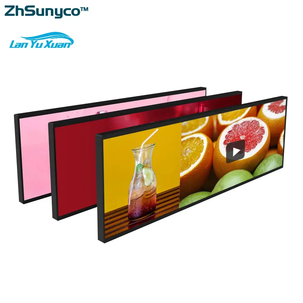 Wall Mounted Lcd Ad Display 37 Inch Screen Stretched Bar Monitors For Supermarket