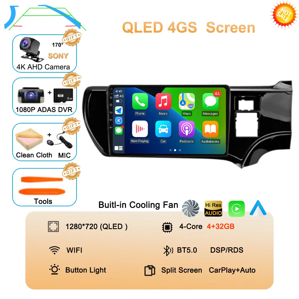 Android 16 For Toyota Aqua Prius C 2011-2017 Carplay 4G WIFI Car RadioNavigation GPS Multimedia Video Player 2Din DVD Stereo BT image 3