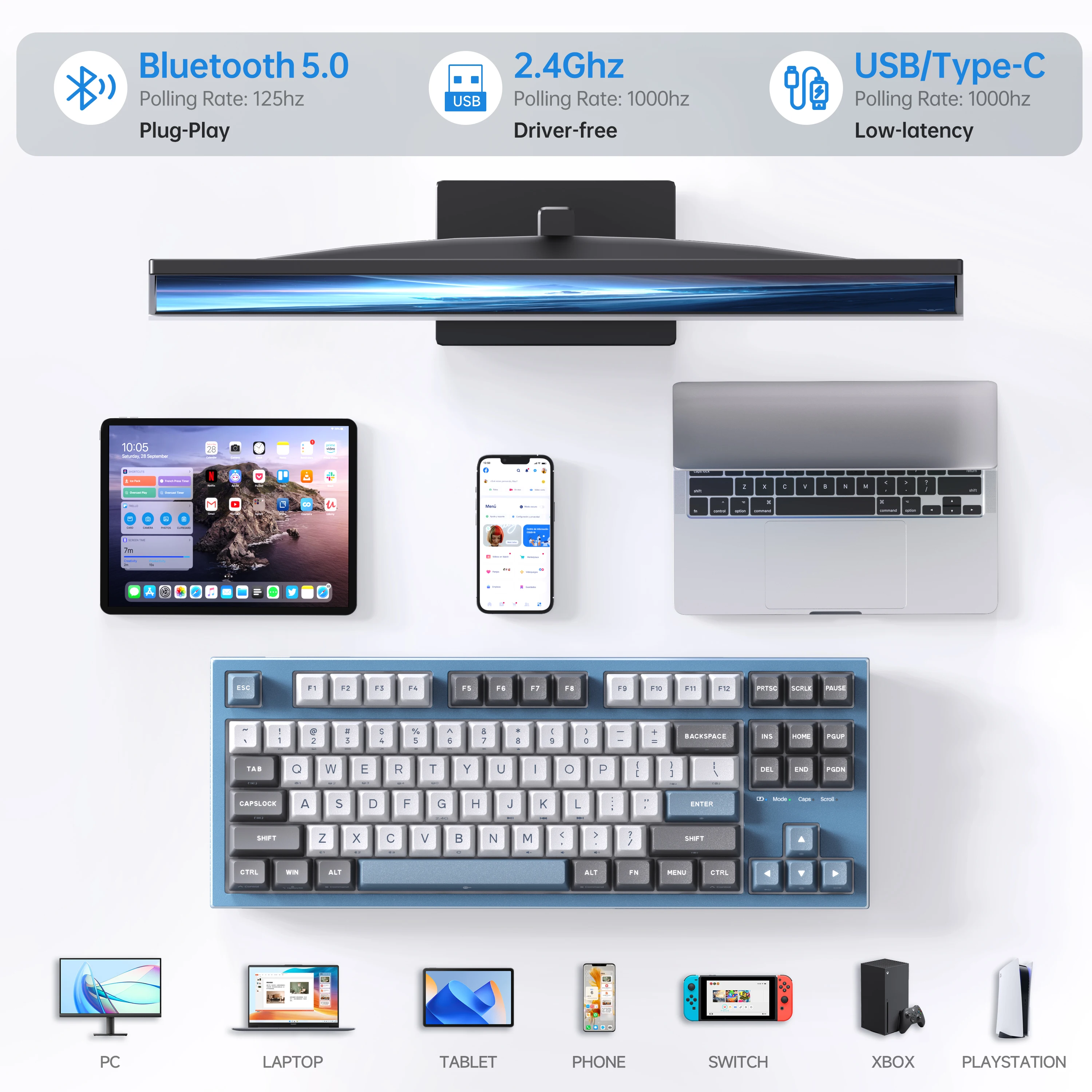 Imagem -05 - Kemove-teclado Mecânico sem Fio para Jogos Teclado Hot-swappable 80 Tkl Rgb Bluetooth 5.0 2.4g Modos com Fio K87