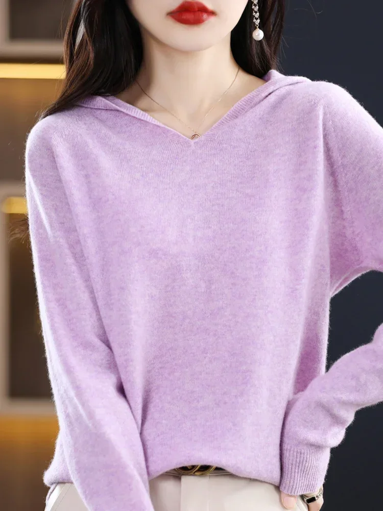 Autumn Winter Sweaters Hoodies Women Cashmere Sweater Women V Neck Loose Casual  Knitting Pullover Sweatshirt Long Sleeve Top