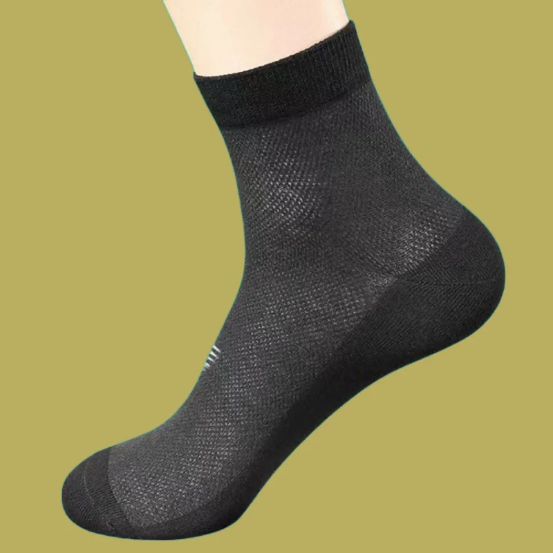 Calcetines deportivos de malla transpirable para hombre, Medias de color negro puro, de tubo medio fino, talla grande, 5/10 pares, novedad de 2024