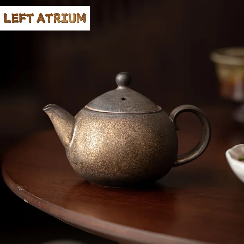 

Japanese Gilding Rust Glaze Teapot Vintage Single Teapot Ceramic Filter Tea Separator Pot Tray Anti-Scald Tea Set Tea Kettle