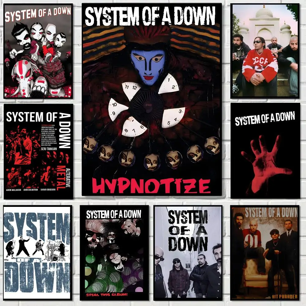 Rock Band S-System Of A Down Poster Self-adhesive Living Room Bedroom Party Bar Decor Moisture-proof Fade-resistant