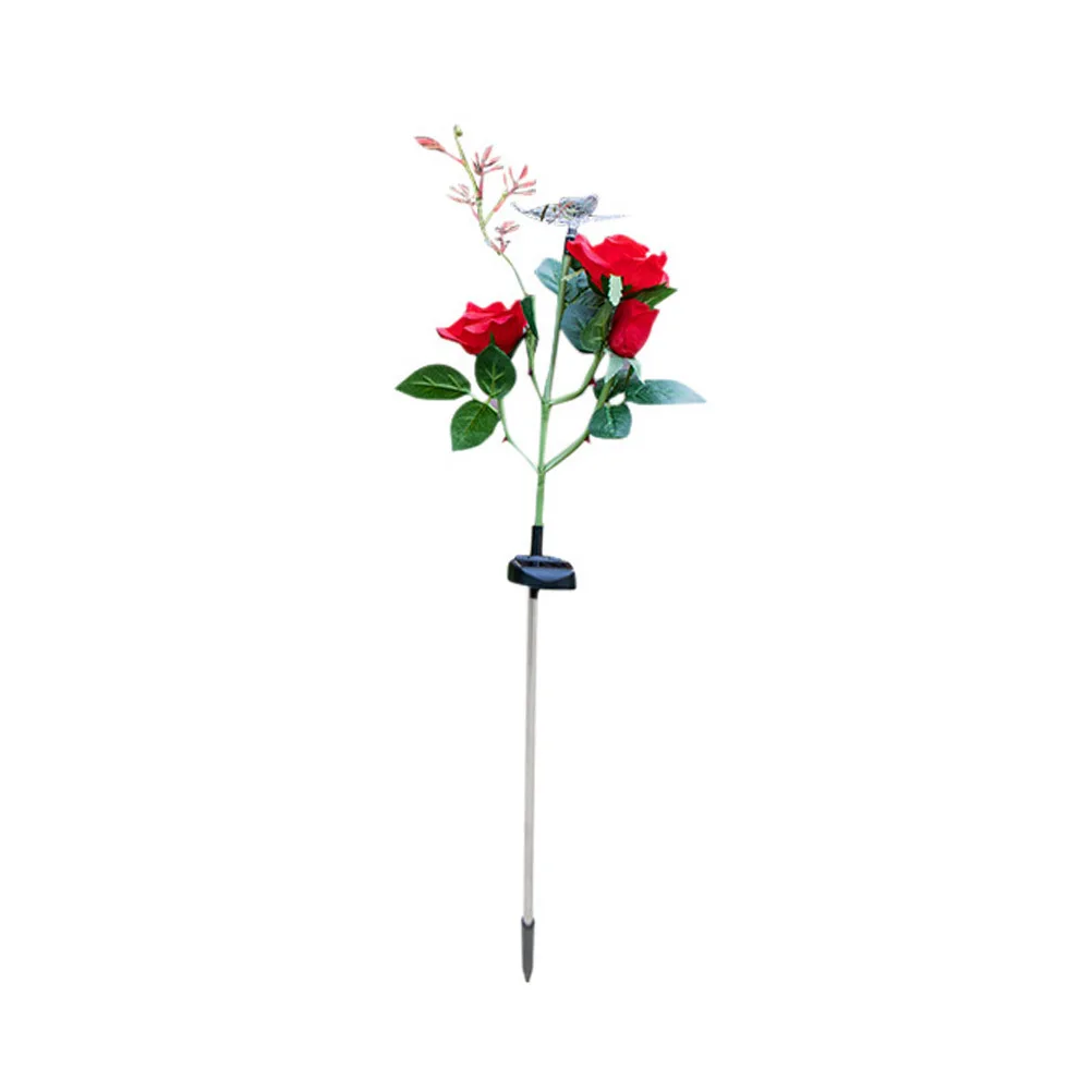 

Solar Powered with Garden Stake Light Outdoor Decorative Lawn Lamp for Pathway Yard (Red Flowers with Butterfly)